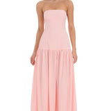 Gingham Strapless Waist Maxi Dress