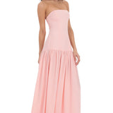 Gingham Strapless Waist Maxi Dress