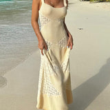 Summer Fashion Hollow See-through Knitted Maxi Dress