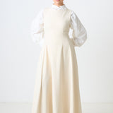 Half Sleeves Dress - Cream