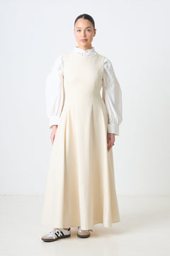 Half Sleeves Dress - Cream
